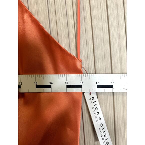 Alice + Olivia Zumi Open Back Halter Maxi Dress in Coral Sunset Size 8 - Picture 8 of 10